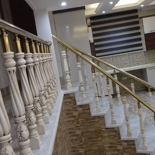 نرده چوبی تکسر لوله خور رنگ سفید استخوانی کد 037
