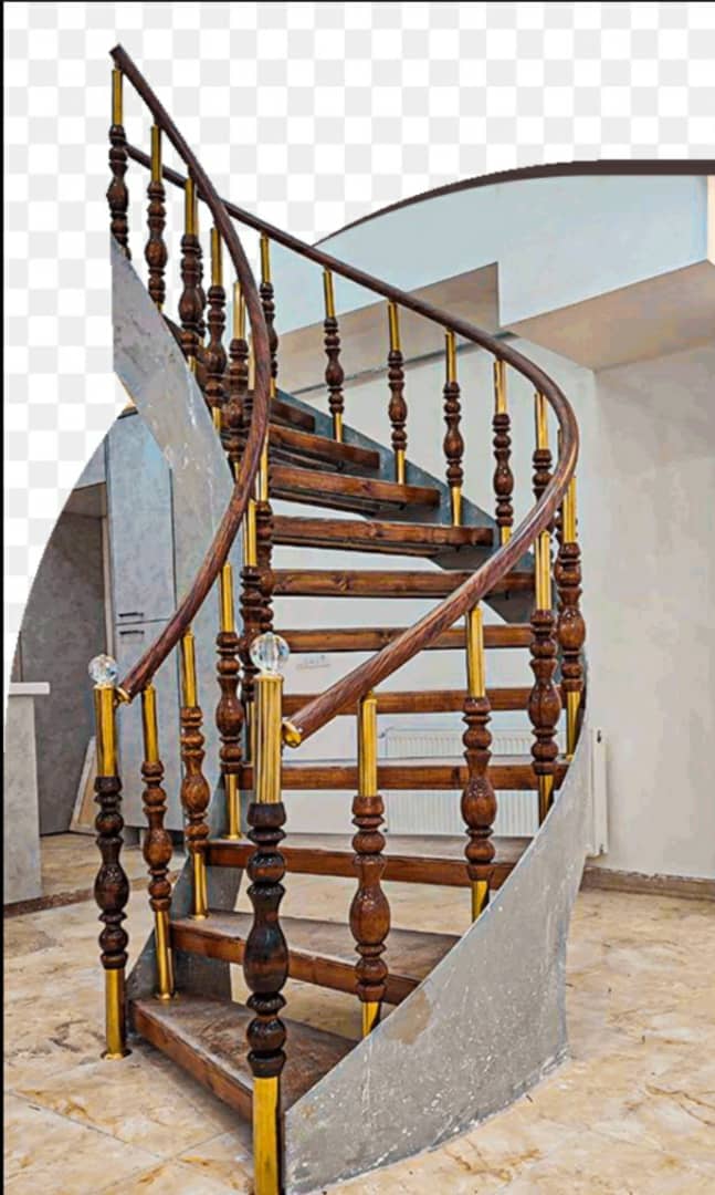 پایه نرده چوبی  دوسر تلفیقی طرح خراطی بالونی